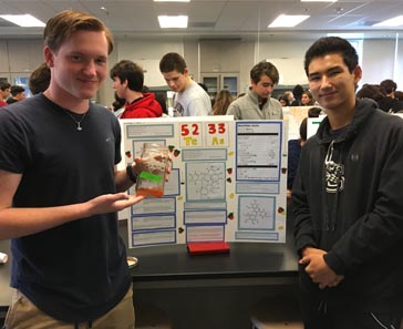 Students showcasing a beverage they made.